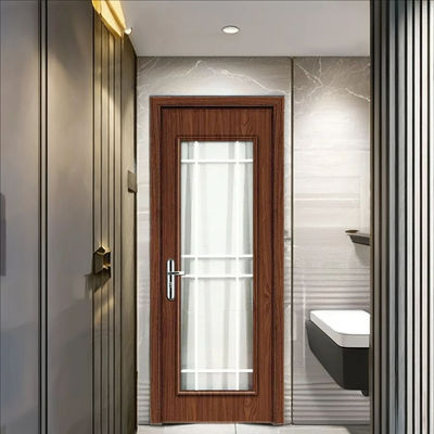 Porta de vidro WPC insonorizada com estrutura composta oca que garante resistência à umidade e desempenho a longo prazo